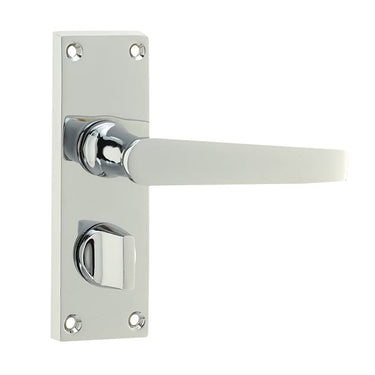 Frelan Hardware - Victorian Straight Door Handles - Pair - Bathroom; #finish_polished-chrome
