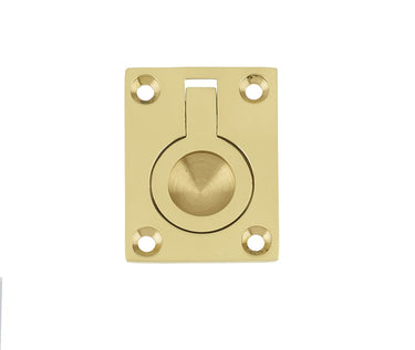 Frelan Hardware - Jedo Flush Ring Cabinet Handles - 38mm x 50mm; #finish_polished-brass