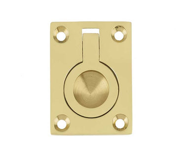 Frelan Hardware - Jedo Flush Ring Cabinet Handles - 50mm x 63mm; #finish_polished-brass