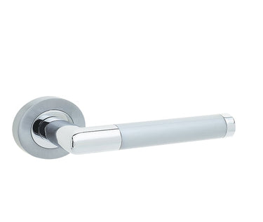 Frelan Hardware - Jedo Dual Range Mitred Door Handles on Rose - Pair; #finish_polished-chrome-satin-chrome