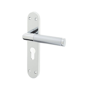 Frelan Hardware - Mitred Suite Door Handles - Pair - Euro Lock; #finish_polished-chrome--satin-chrome