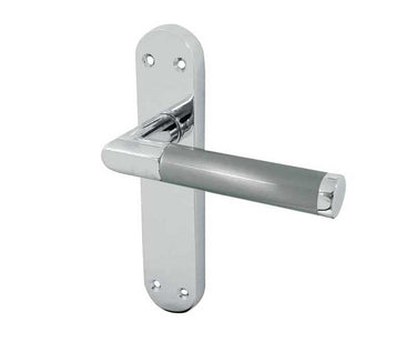Frelan Hardware - Mitred Suite Door Handles - Pair - Latch; #finish_polished-chrome--satin-chrome