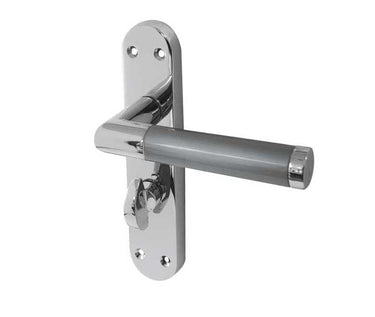 Frelan Hardware - Mitred Suite Door Handles - Pair - Bathroom; #finish_polished-chrome--satin-chrome