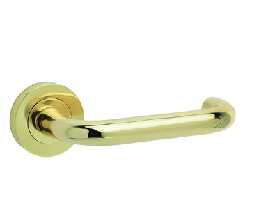 Frelan Hardware - Thame Door Handles on Rose - Pair; #finish_polished-brass