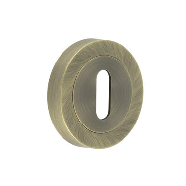 Frelan Hardware - Jedo Designer Escutcheons - Round Rose - Standard Key; #finish_antique-brass
