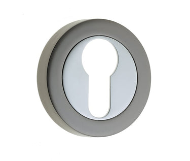 Frelan Hardware - Jedo Dual Finish Escutcheons - Round Rose - Euro Profile; #finish_polished-chrome-polished-black-nickel