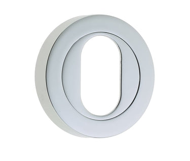 Frelan Hardware - Jedo Designer Escutcheons - Round Rose - Oval Profile; #finish_polished-chrome