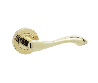 Frelan Hardware - Jedo Gamma Door Handles on Rose - Pair; #finish_polished-brass