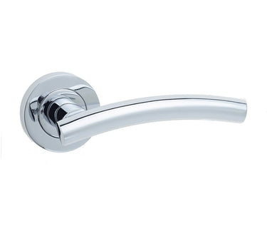 Frelan Hardware - Jedo Curve Door Handles on Rose - Pair; #finish_polished-chrome