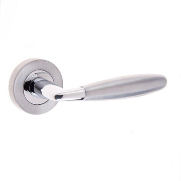 Frelan Hardware - Jedo Dual Range Stylo Door Handles on Rose - Pair; #finish_polished-chrome-satin-nickel