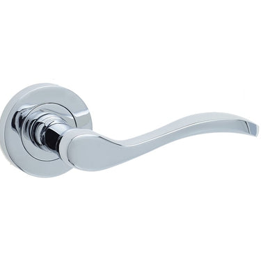 Frelan Hardware - Turin Door Handles on Rose - Pair; #finish_polished-chrome