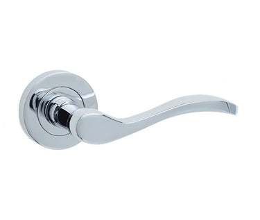 Frelan Hardware - Turin Door Handles on Rose - Pair; #finish_polished-chrome