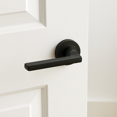 Frelan Hardware - Jedo Jet Door Handles on Rose - Pair; #finish_black
