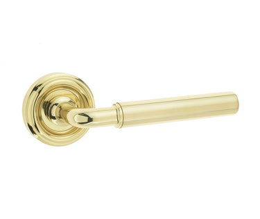Frelan Hardware - Jedo Elise Door Handles on Rose - Pair; #finish_polished-brass