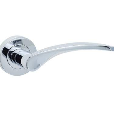 Frelan Hardware - Monaco Door Handles on Rose - Pair; #finish_polished-chrome