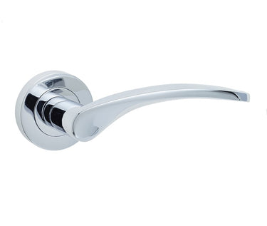 Frelan Hardware - Monaco Door Handles on Rose - Pair; #finish_polished-chrome