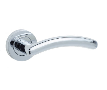 Frelan Hardware - Mailand Door Handles on Rose - Pair; #finish_polished-chrome