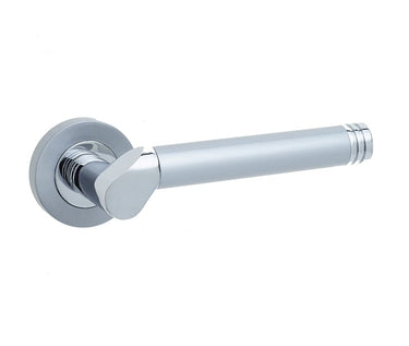 Frelan Hardware - Octavia Door Handles on Rose - Pair; #finish_polished-chrome--satin-chrome
