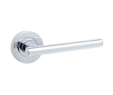 Frelan Hardware - Jedo Rosetta Door Handles on Rose - Pair; #finish_polished-chrome