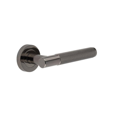 Frelan Hardware - Jedo Bari Knurled Door Handles on Rose - Pair; #finish_black-nickel