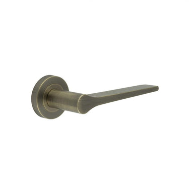 Frelan Hardware - Jedo Geo Door Handles on Rose - Pair; #finish_antique-brass