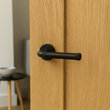 Frelan Hardware - Jedo Midtown Door Handles on Rose - Pair; #finish_black