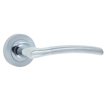 Frelan Hardware - Jedo Lorenzo Door Handles on Rose - Pair; #finish_polished-chrome--satin-chrome
