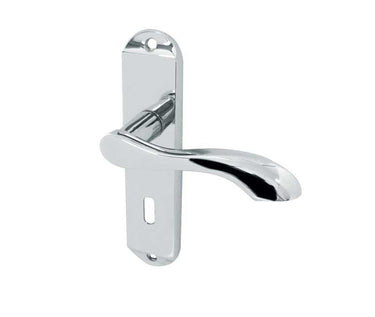 Frelan Hardware - Broadway Suite Door Handles - Pair - Lock; #finish_polished-chrome