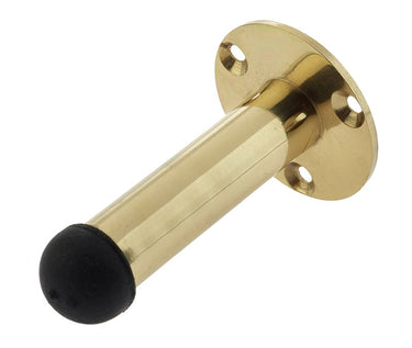 Frelan Hardware - Jedo Cylinder Wall Mounted Door Stop on Rose - 65mm; #finish_polished-brass