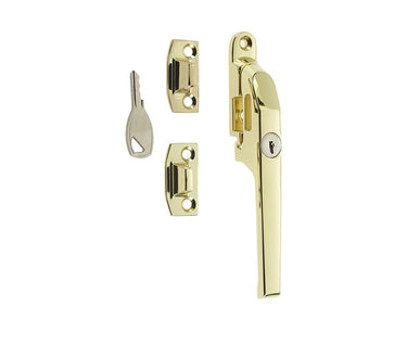 Frelan Hardware - Jedo Modern Casement Fasteners - 124mm - Lockable; #finish_polished-brass