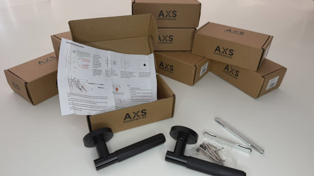 AXS Washington Knurled Door Handles on Rose - Pair; #finish_black