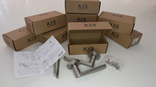 AXS Hardware - AXS Detroit Door Handles on Rose - Door Pack; #finish_satin-nickel