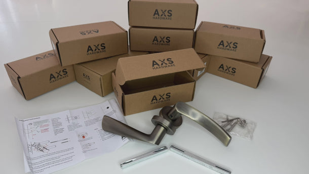 AXS Hardware - AXS Boston Door Handles on Rose - Pair; #finish_antique-brass