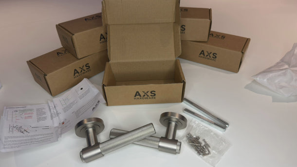 AXS Hardware - AXS Dakota Knurled Door Handles on Rose - Door Pack; #finish_satin-nickel